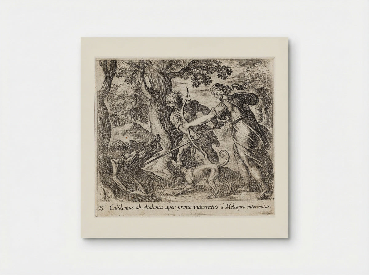 Atalanta and Meleager Killing the Wild Boar - Antonio Tempesta - Poster