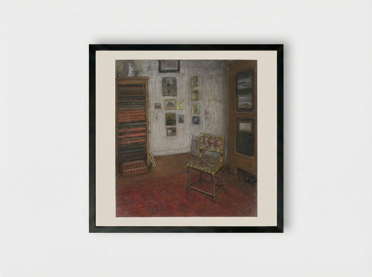 Atelierhoek met stoel en kunstkast, te Den Haag, Nieuwe Schoolstraat 28 - Carel Nicolaas Storm van 's-Gravesande - Framed Print Black