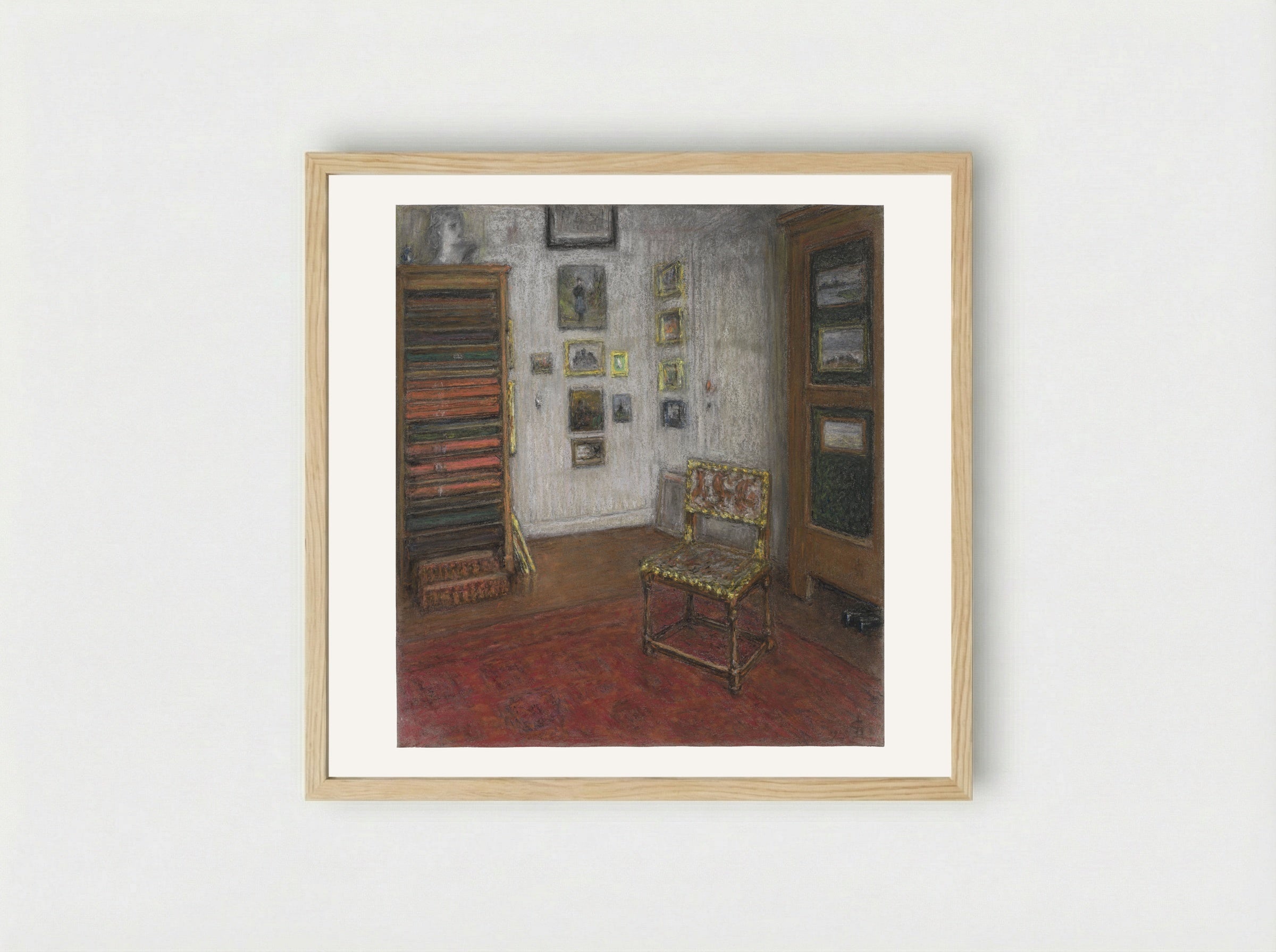 Atelierhoek met stoel en kunstkast, te Den Haag, Nieuwe Schoolstraat 28 - Carel Nicolaas Storm van 's-Gravesande - Framed Print Wood