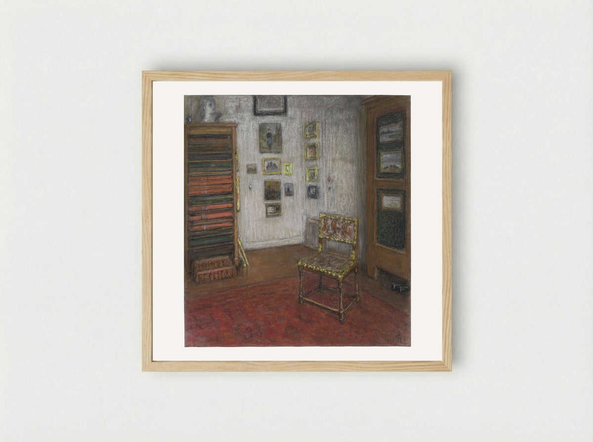 Atelierhoek met stoel en kunstkast, te Den Haag, Nieuwe Schoolstraat 28 - Carel Nicolaas Storm van 's-Gravesande - Framed Print Wood