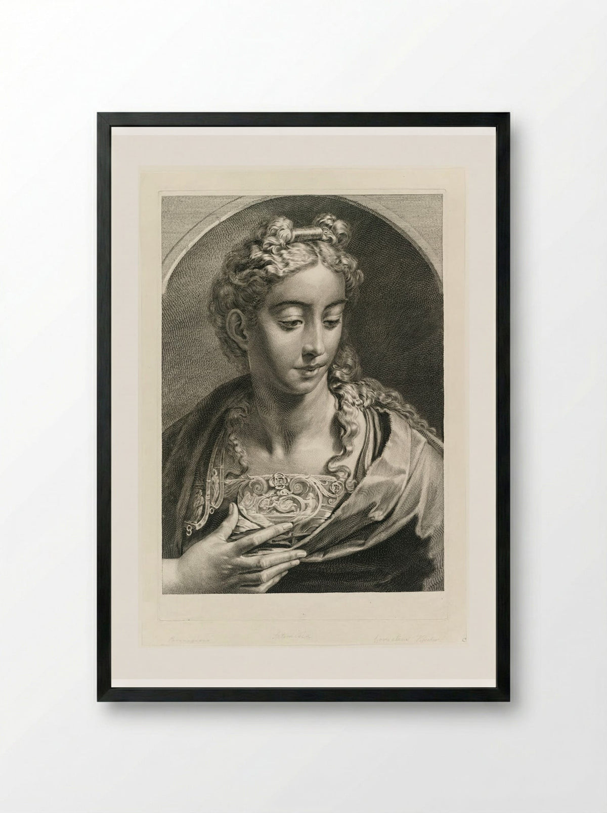 Athena (after Parmigianino) - Cornelis Visscher - Framed Print Black