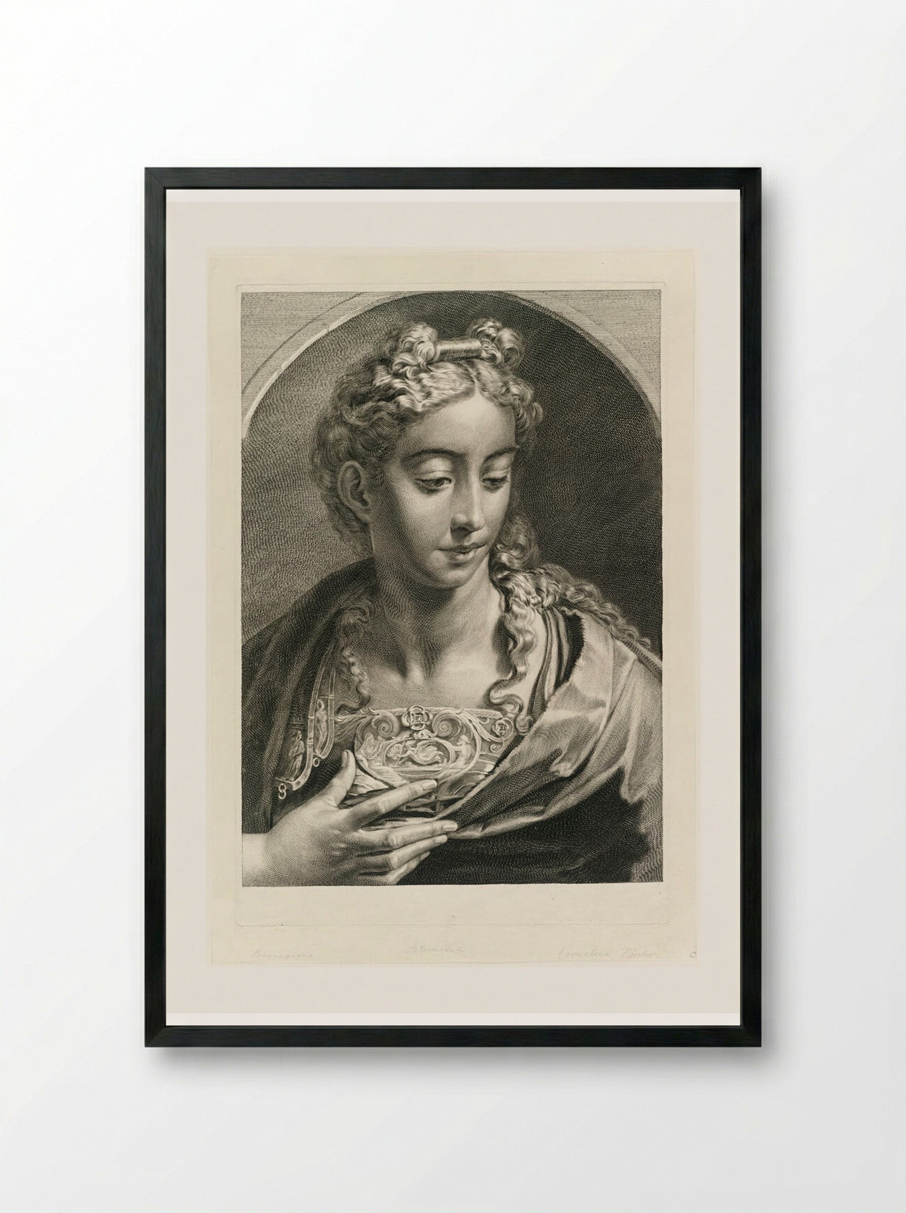 Athena (after Parmigianino) - Cornelis Visscher - Framed Print Black