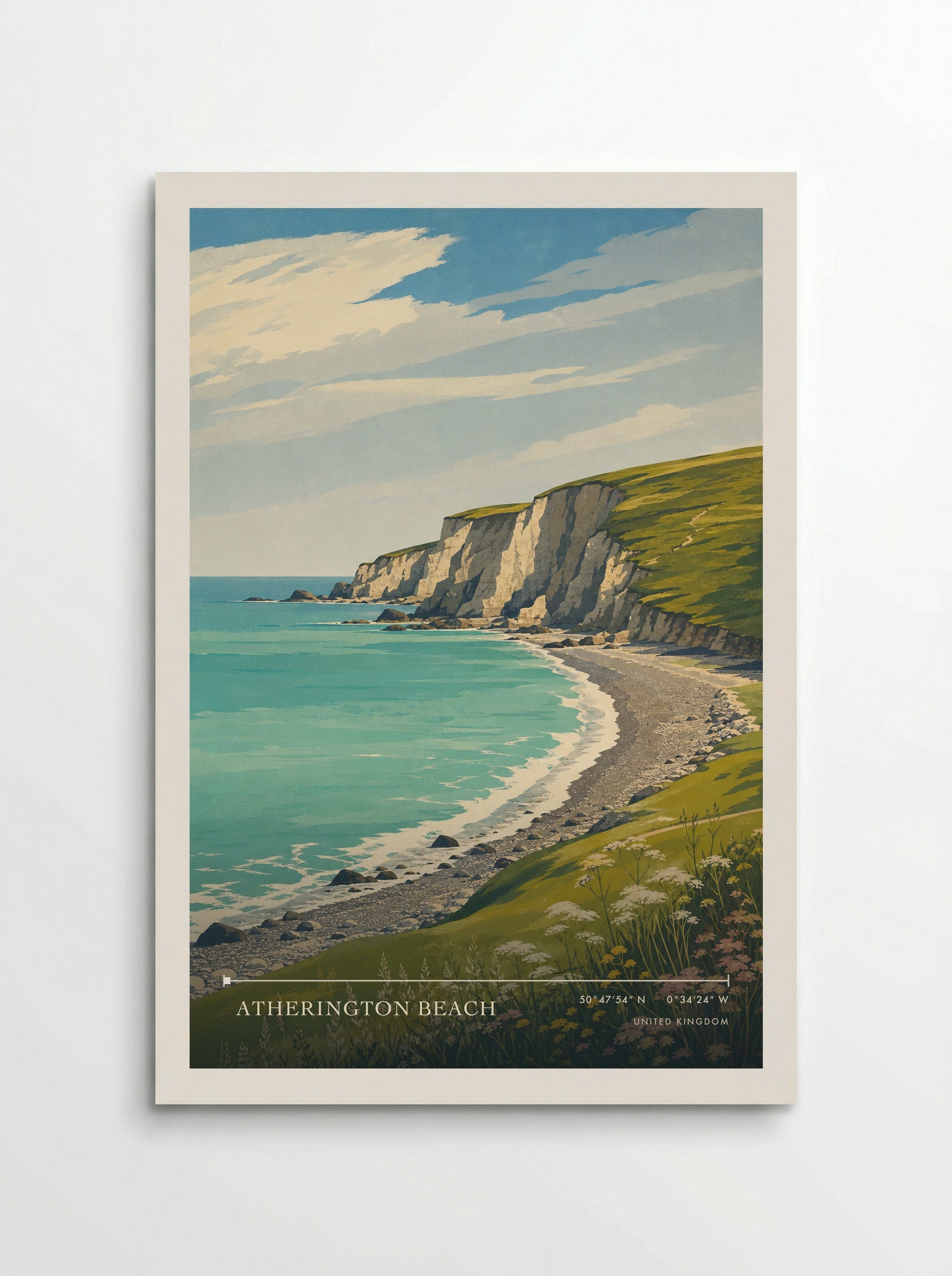 Atherington Beach United Kingdom Travel Poster - Poster