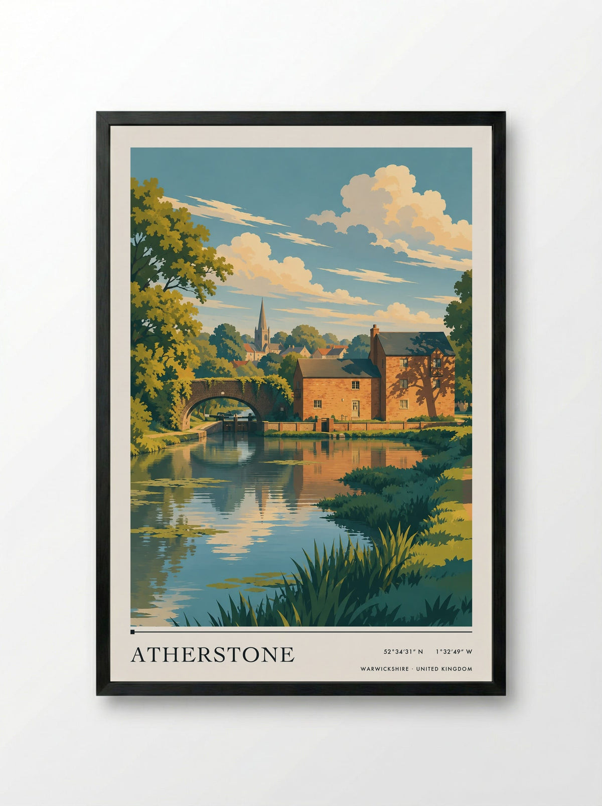 Atherstone, Warwickshire | Travel Poster - Framed Print Black