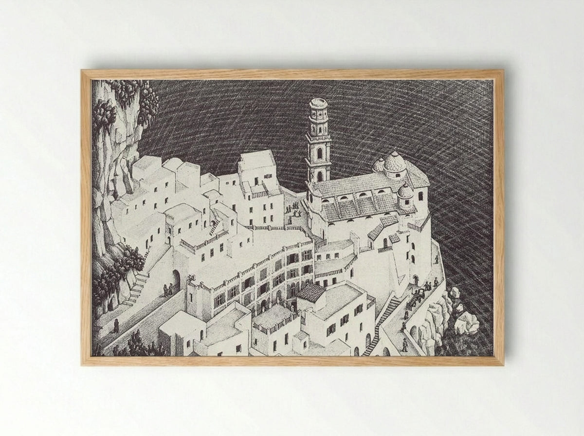 Atrani, Coast of Amalfi - M.C. Escher - Framed Print Wood