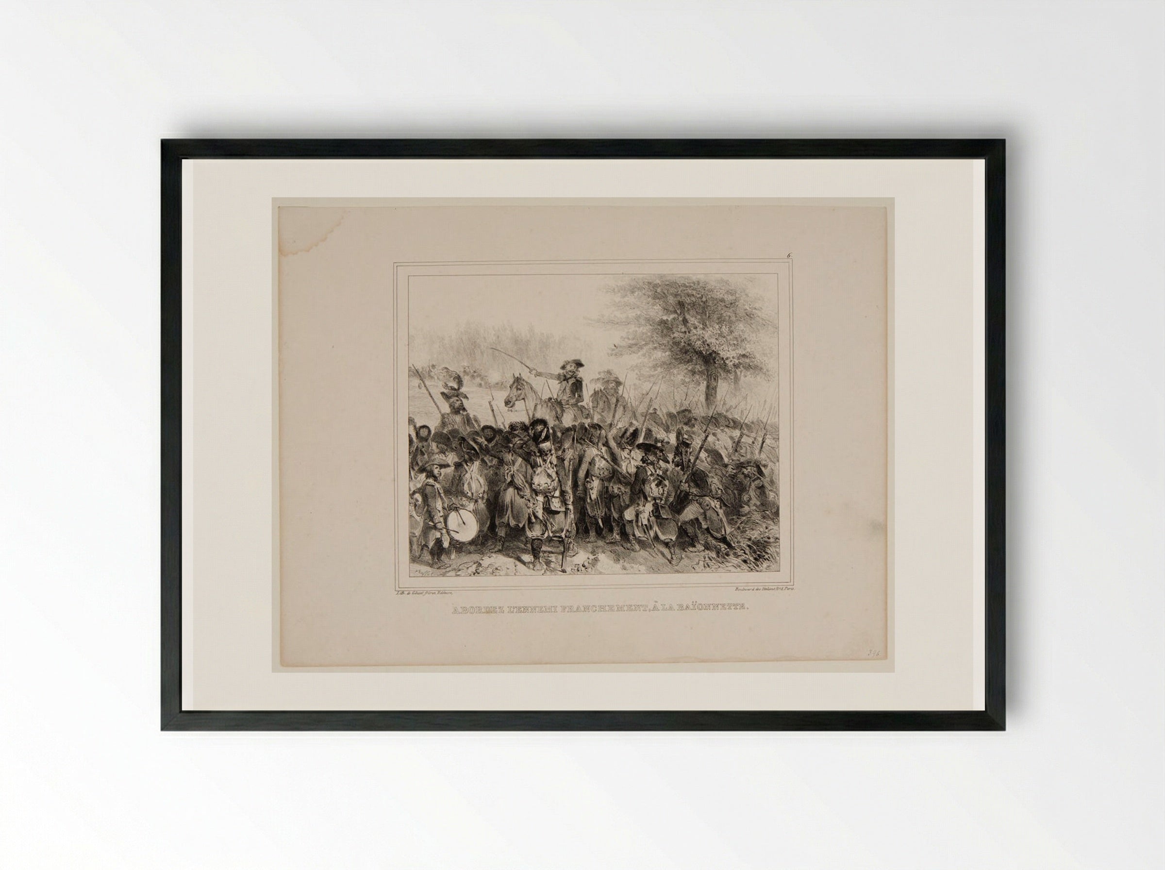 Attack the Enemy Boldly, with the Bayonet - Denis-Auguste-Marie Raffet - Framed Print Black
