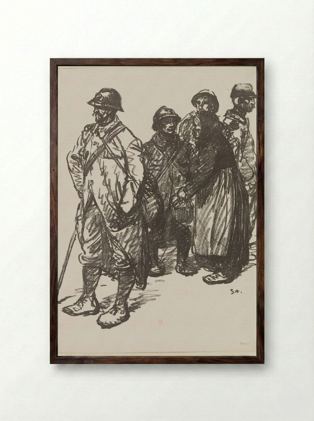 Au Cantonnement - Théophile Steinlen - Framed Print Dark Wood
