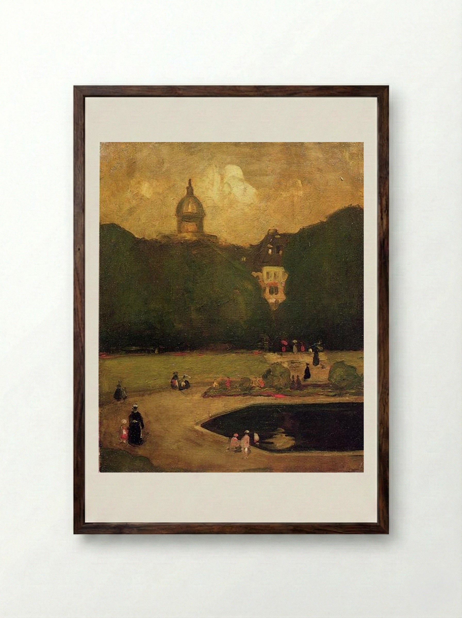 Au Jardin du Luxembourg - Robert Henri - Framed Print Dark Wood