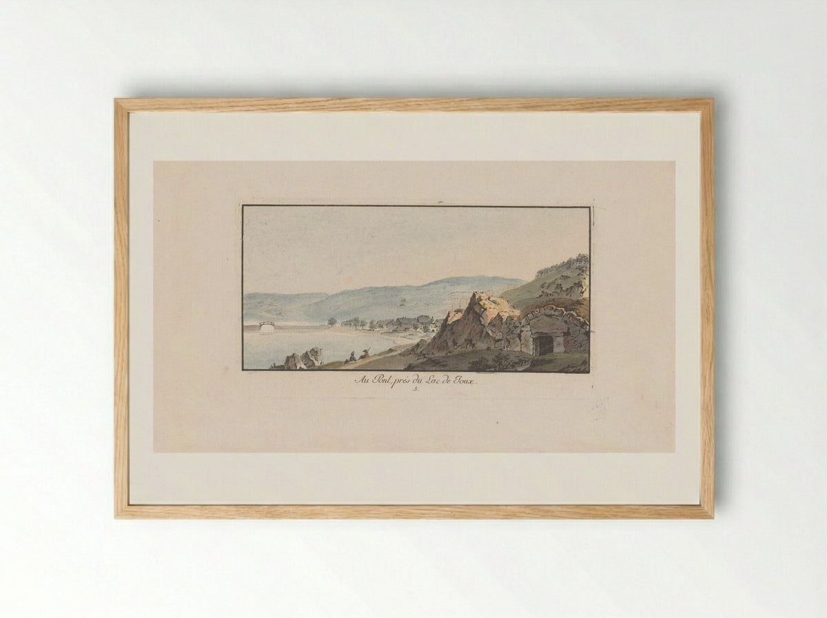 Au Pont, près du Lac de Joux - Johann Ludwig Aberli - Framed Print Wood