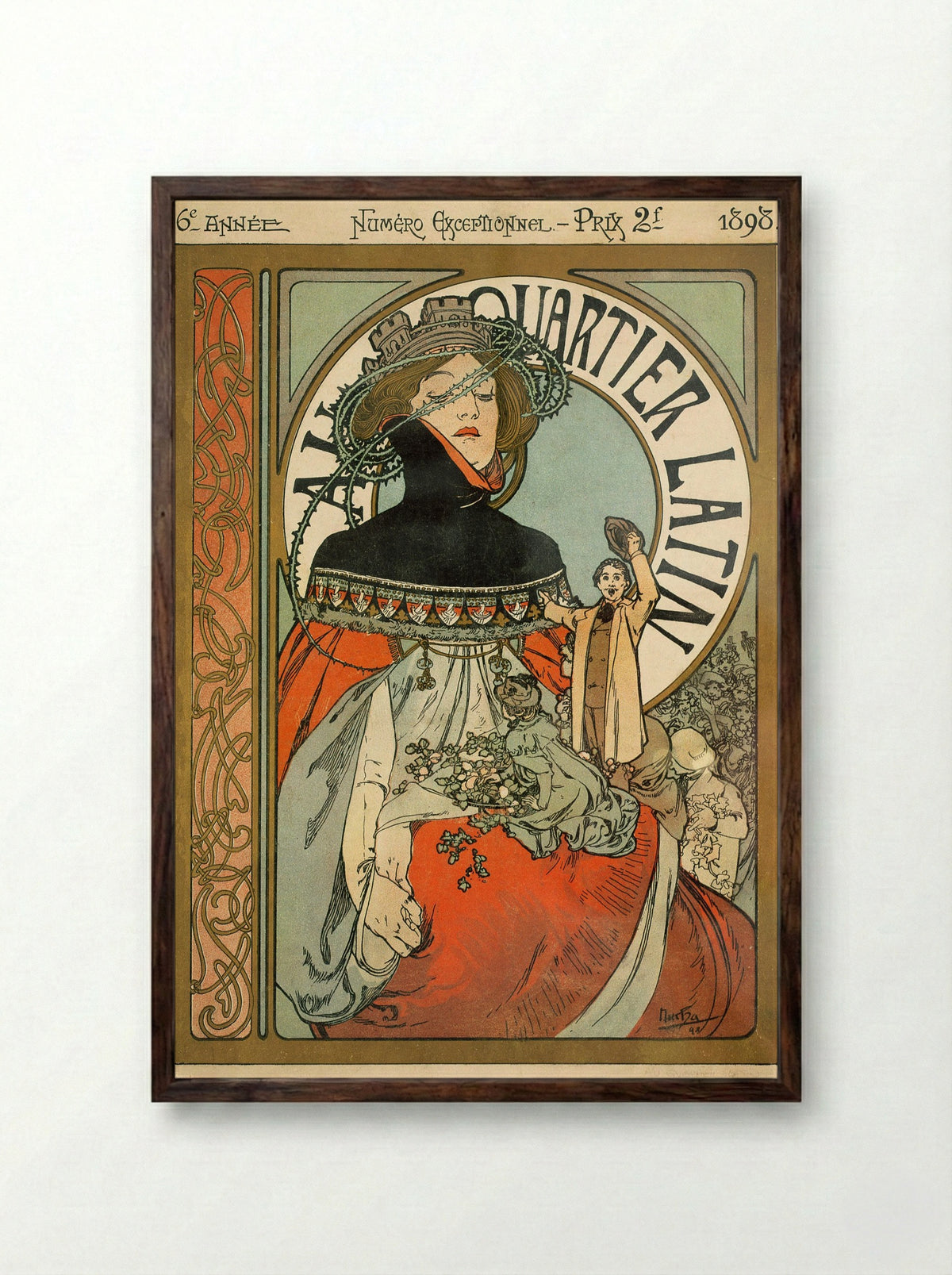 Au Quartier Latin - Alphonse Mucha - Framed Print Dark Wood