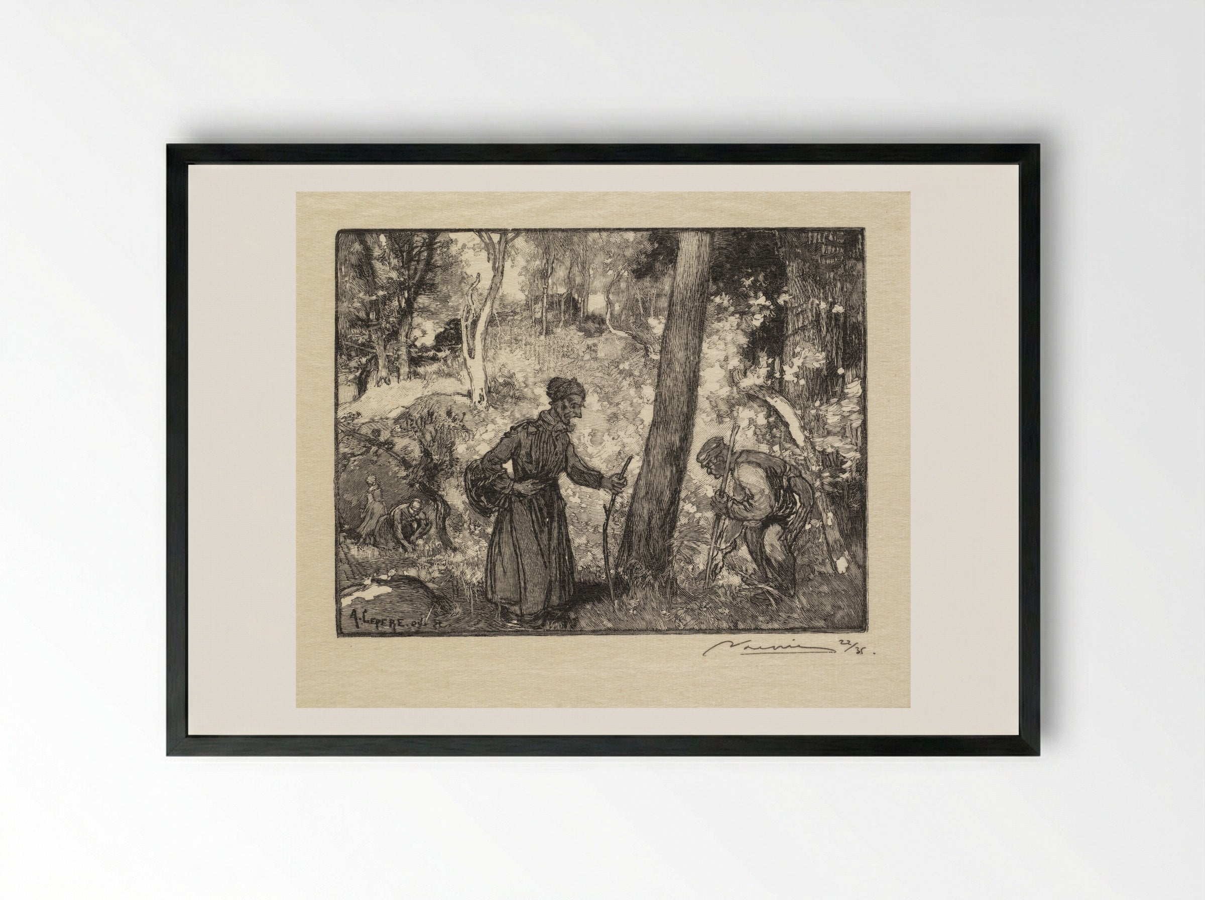 Au Rocher Bernard - Auguste Louis Lepère - Framed Print Black