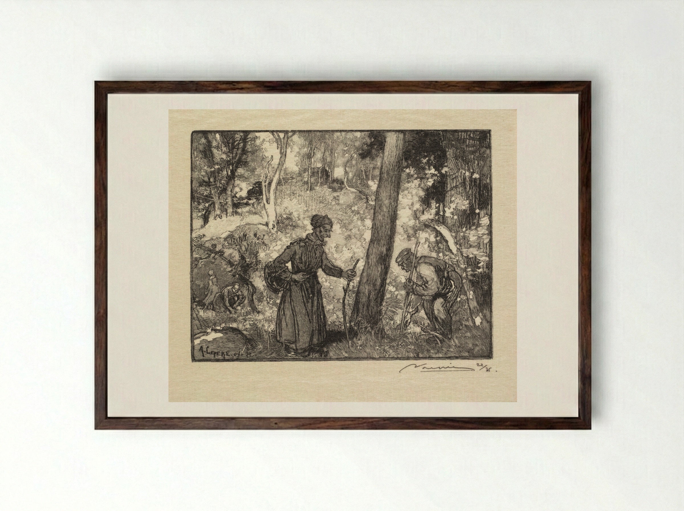 Au Rocher Bernard - Auguste Louis Lepère - Framed Print Dark Wood