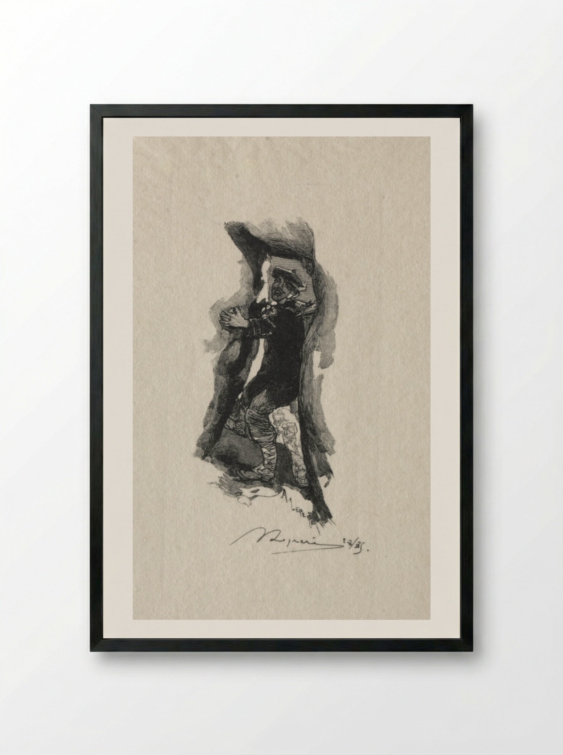 Au defile de Sept-Cavernes - Auguste Louis Lepère - Framed Print Black