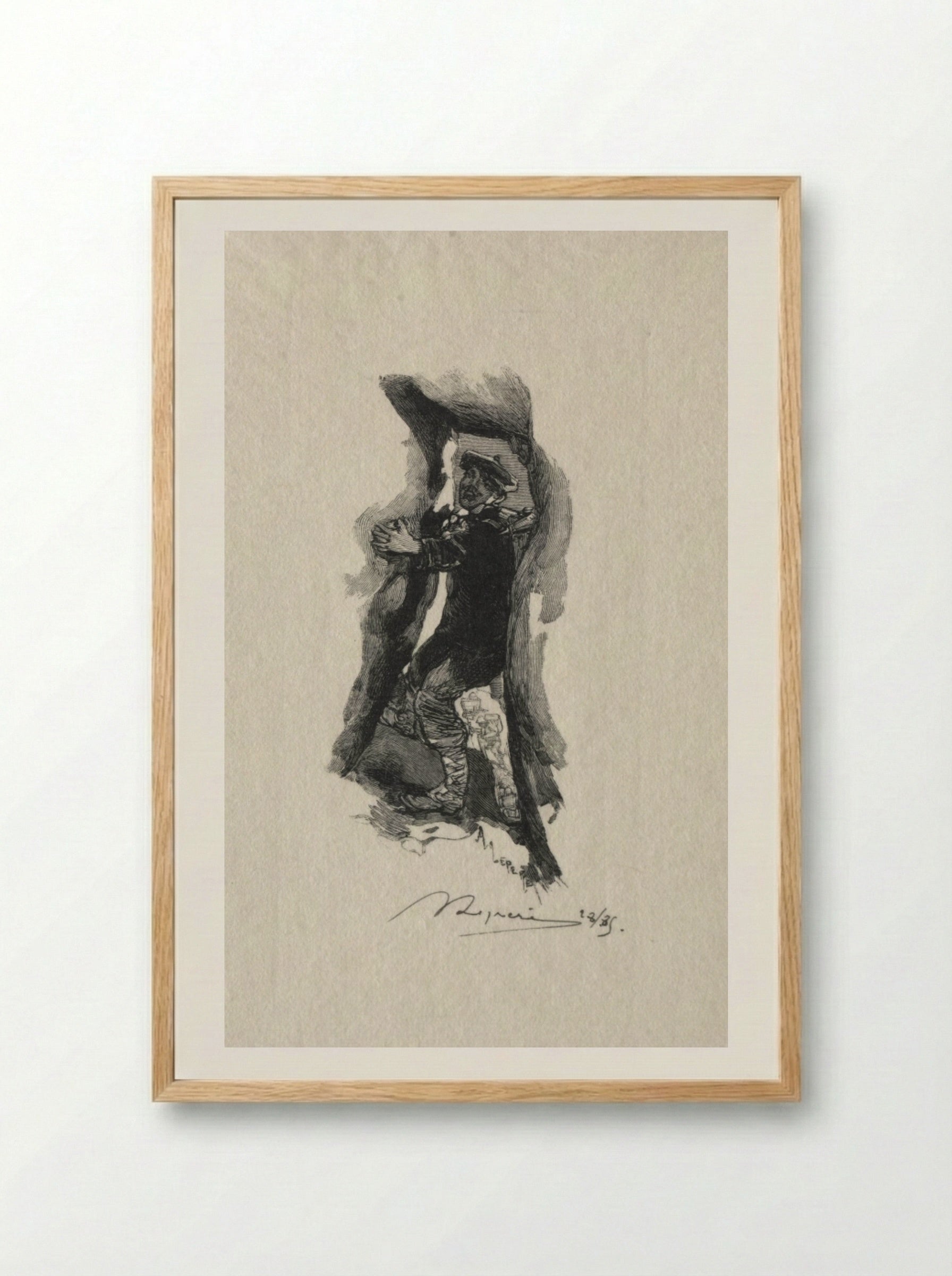 Au defile de Sept-Cavernes - Auguste Louis Lepère - Framed Print Wood