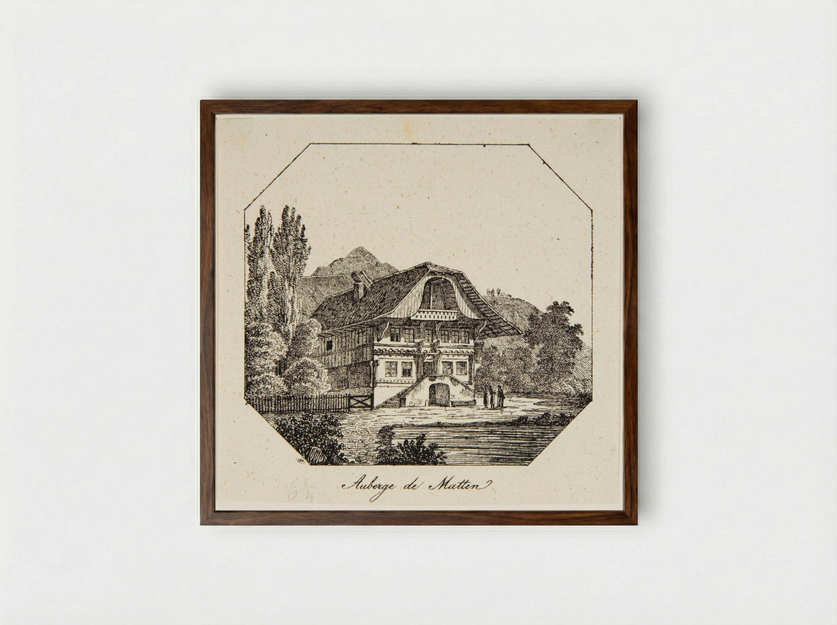Auberge de Matten - P. Ellmer - Framed Print Dark Wood