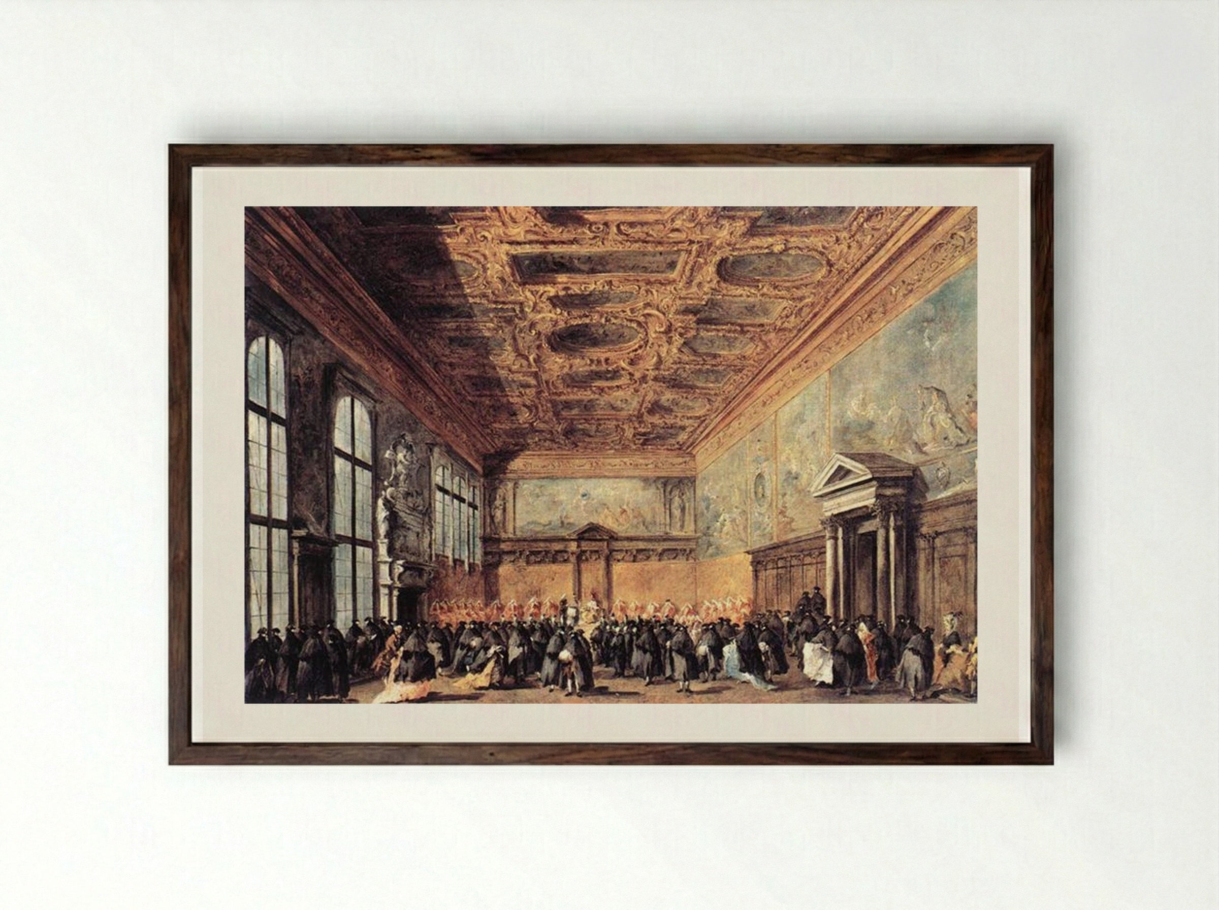 Audience Granted by the Doge - Francesco Guardi - Framed Print Dark Wood