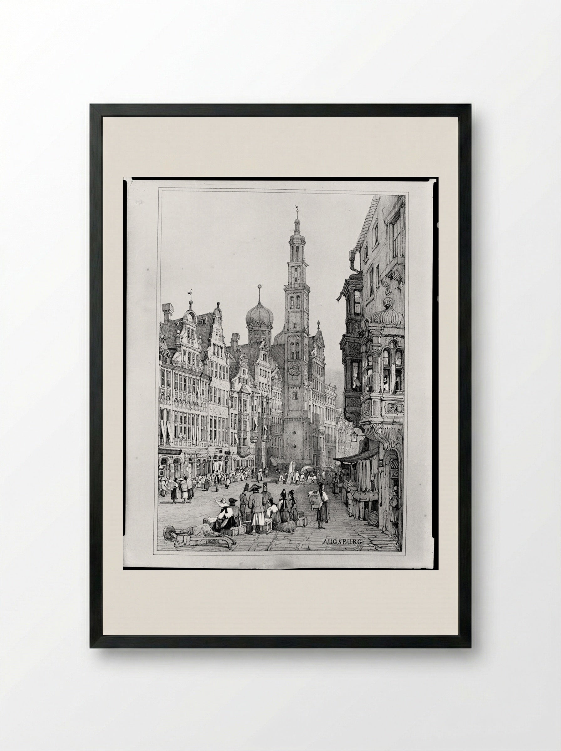 Augsburg - Samuel Prout - Framed Print Black