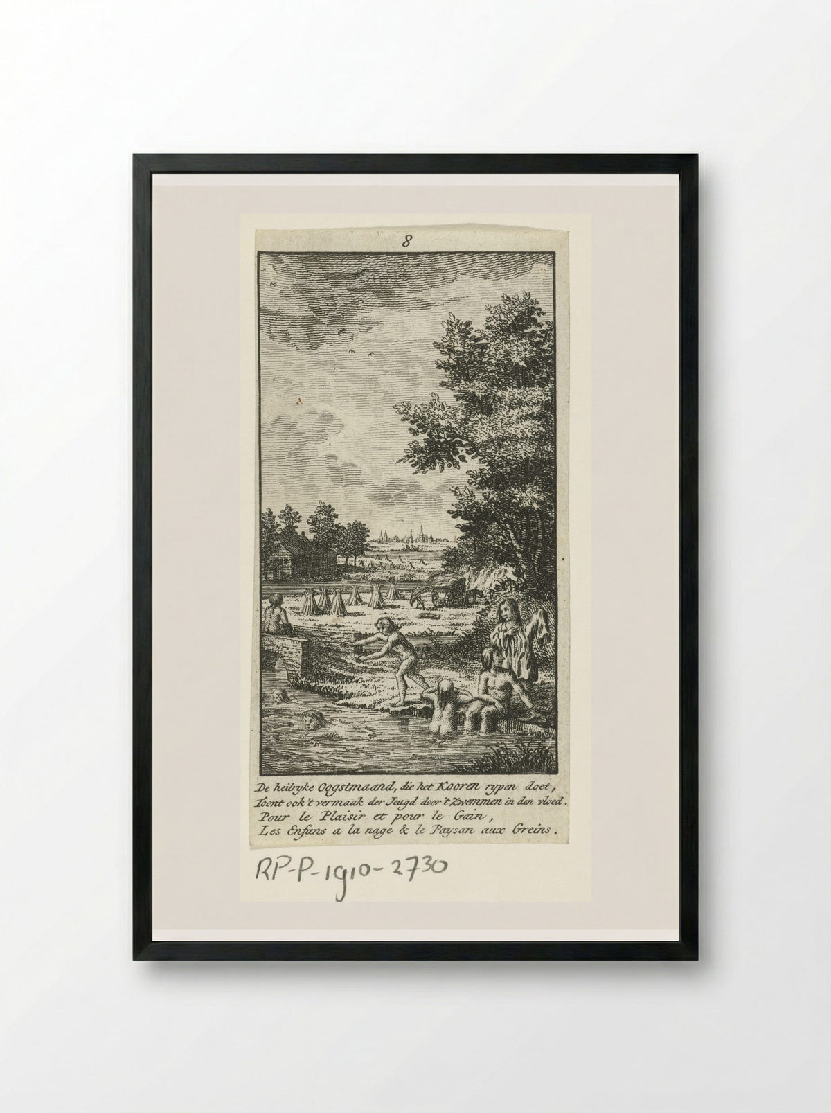 August: Hay Harvest - Jan Caspar Philips - Framed Print Black