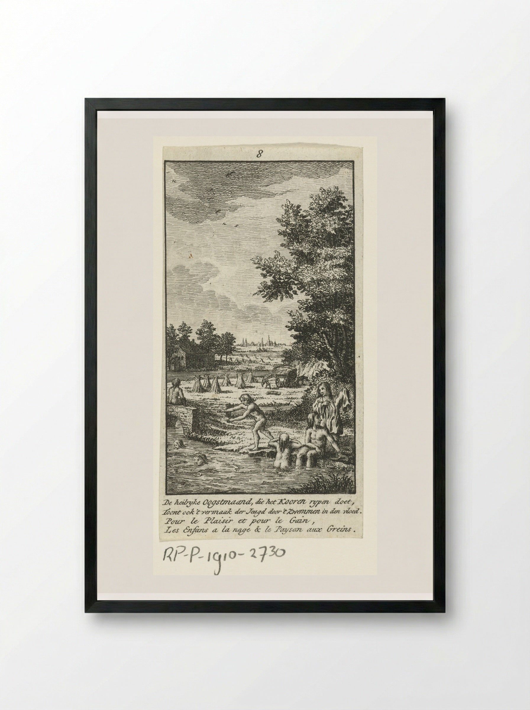 August: Hay Harvest - Jan Caspar Philips - Framed Print Black