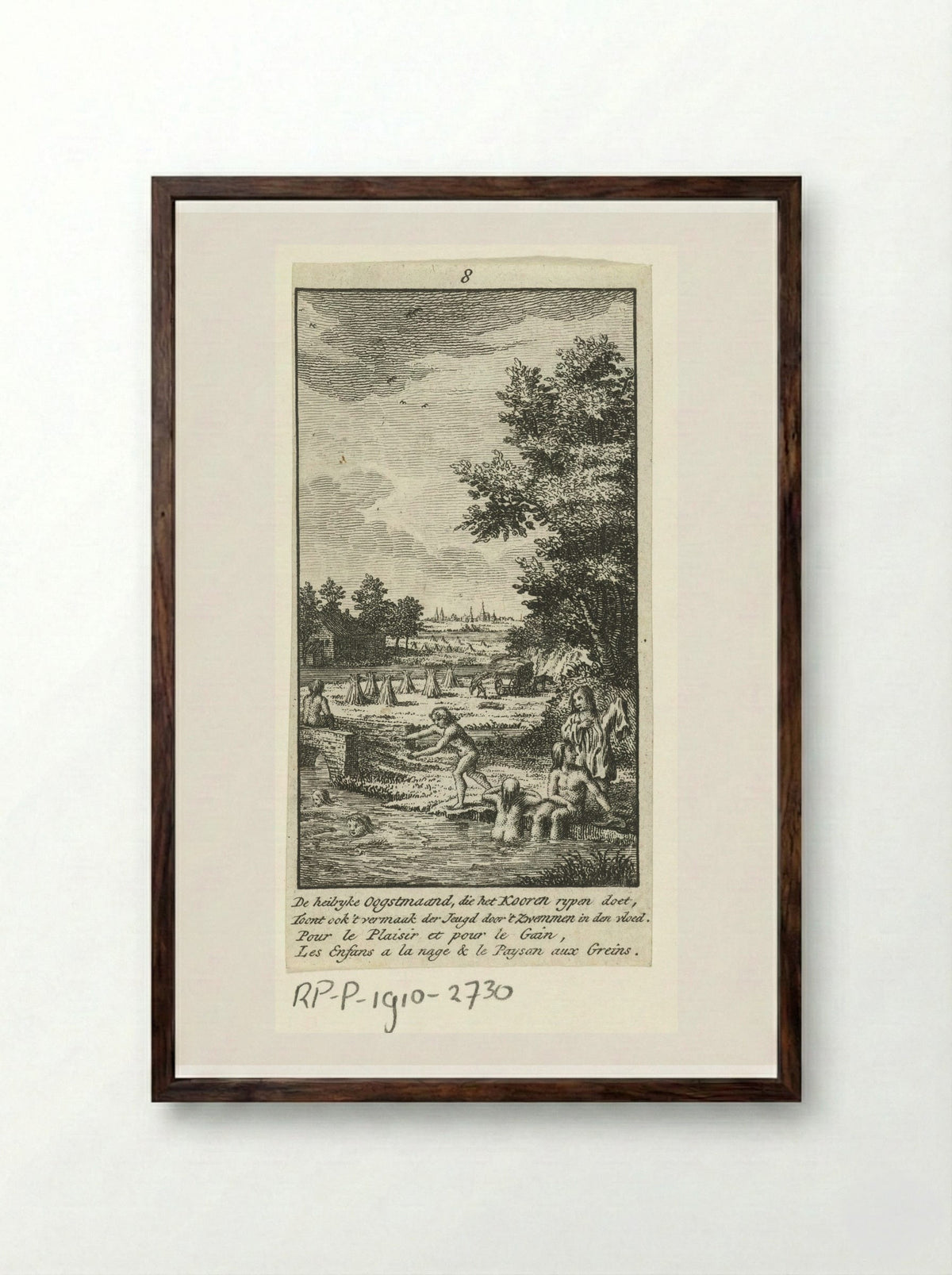 August: Hay Harvest - Jan Caspar Philips - Framed Print Dark Wood