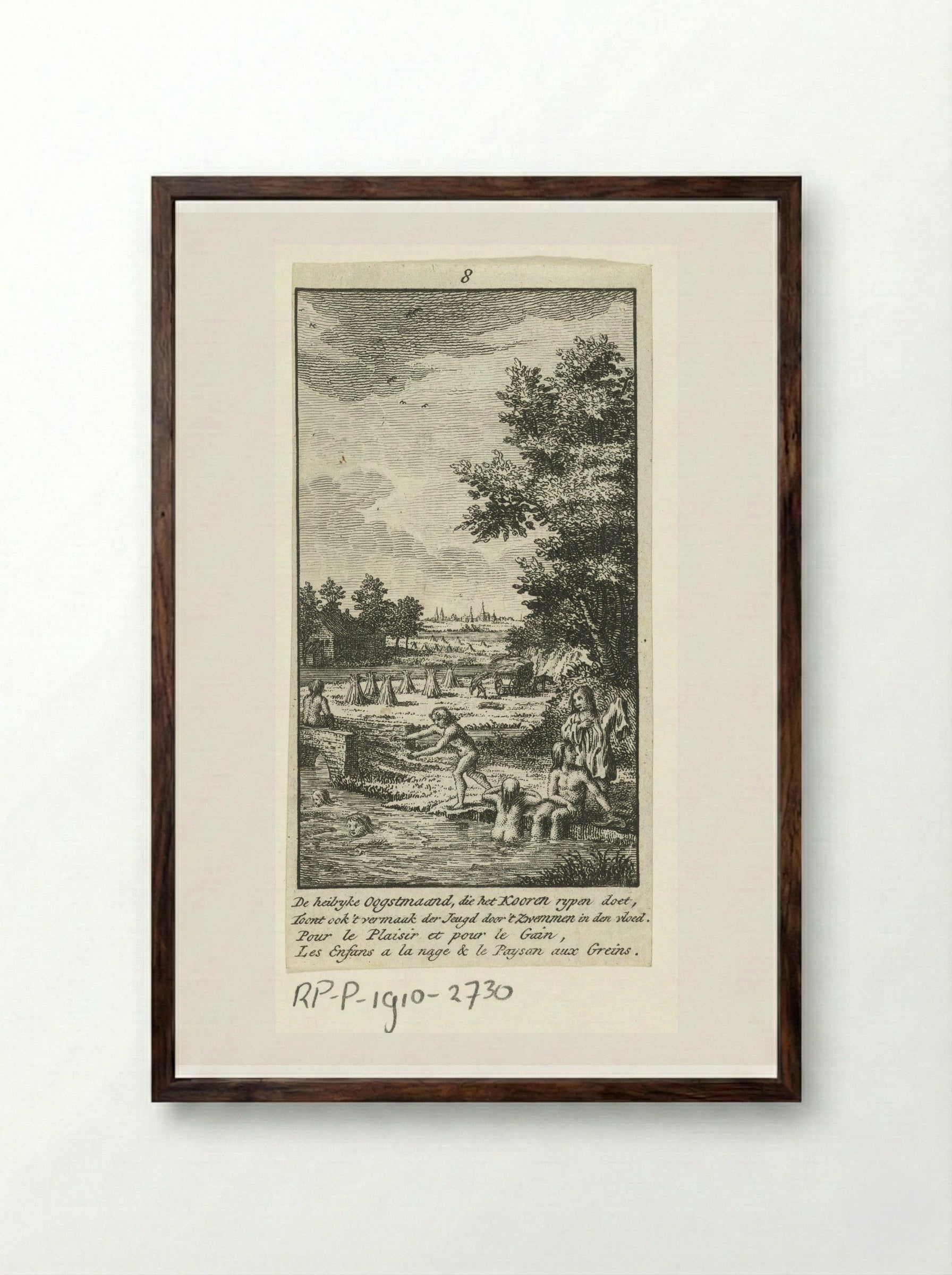 August: Hay Harvest - Jan Caspar Philips - Framed Print Dark Wood