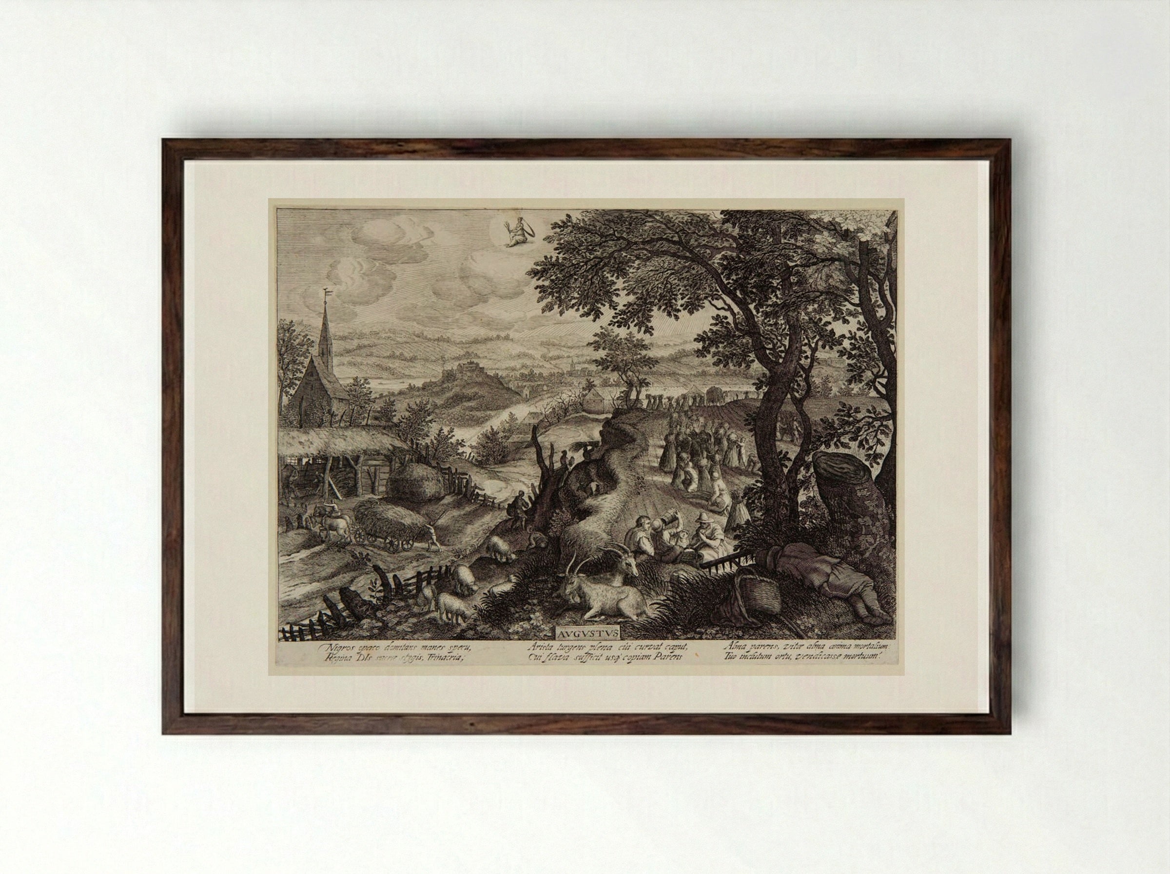 August - Aegidius Sadeler II - Framed Print Dark Wood
