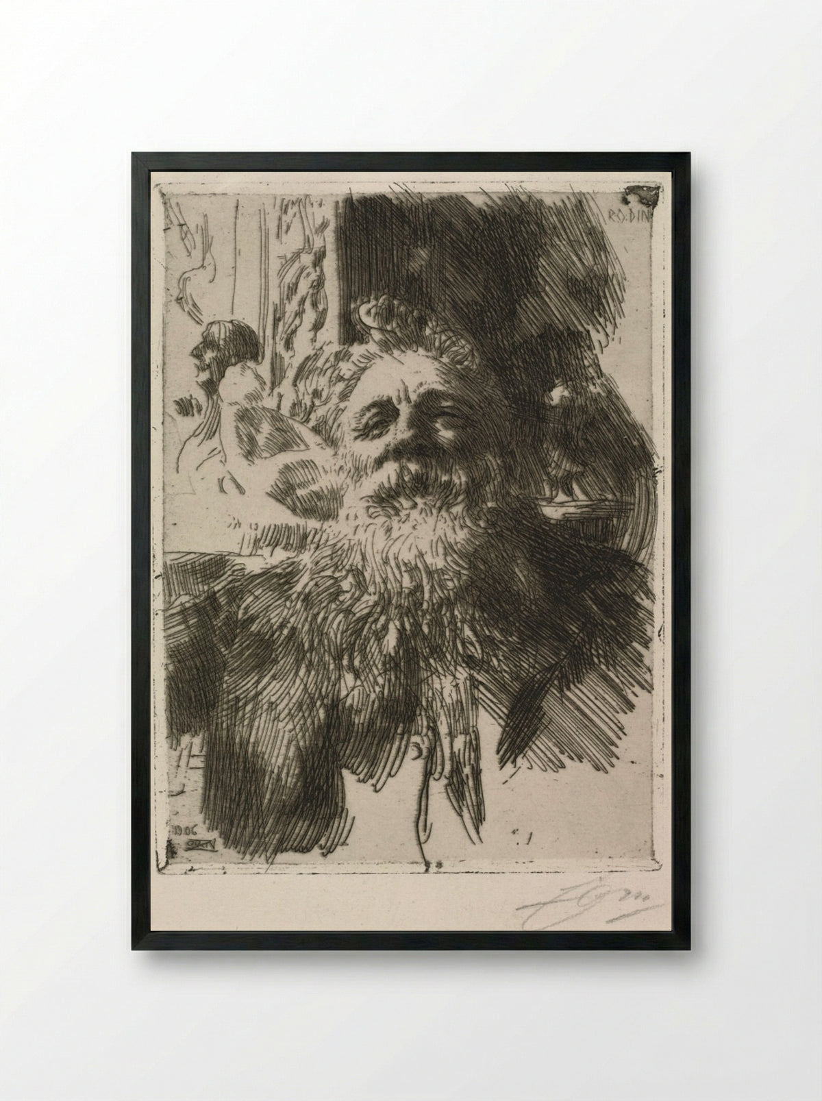 Auguste Rodin - Anders Zorn - Framed Print Black