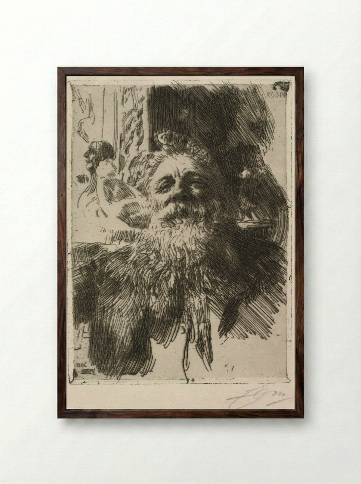 Auguste Rodin - Anders Zorn - Framed Print Dark Wood