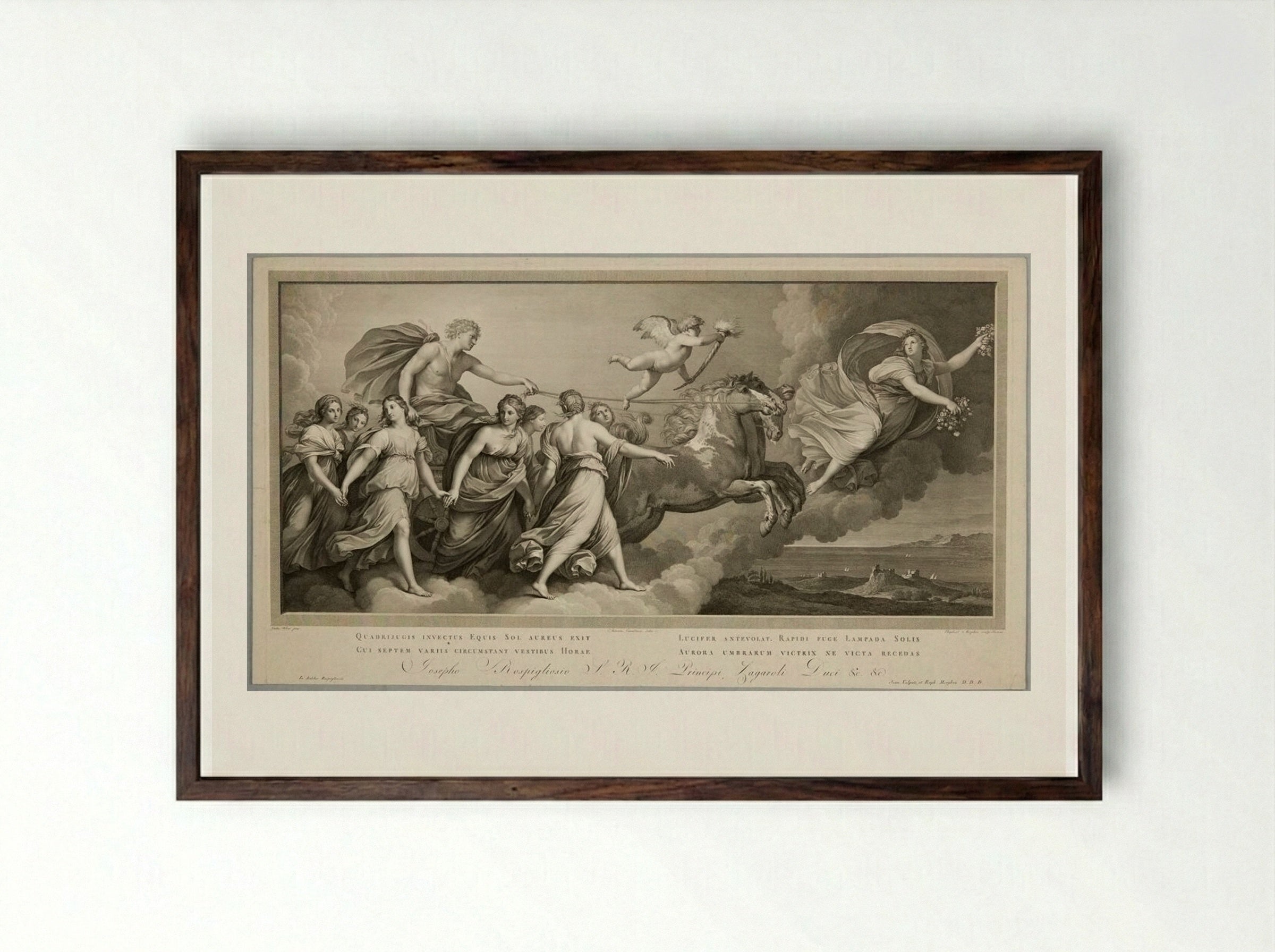 Aurora - Raphael Morghen - Framed Print Dark Wood
