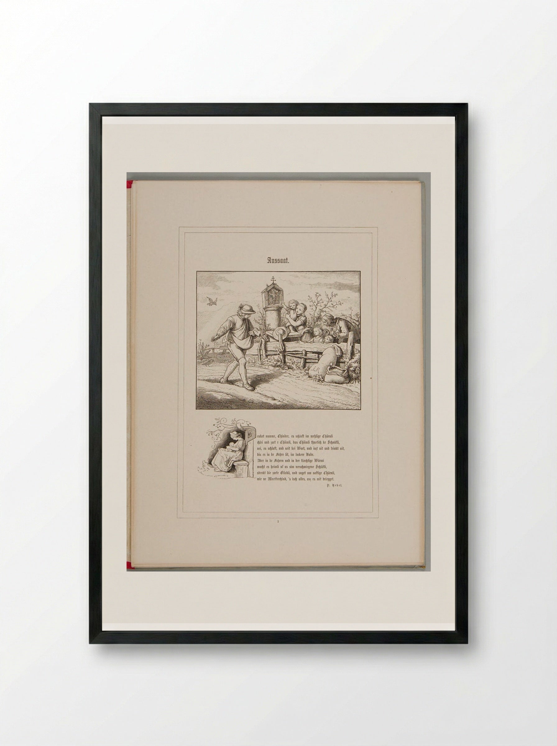 Aussaat (Sowing) - Adrian Ludwig Richter - Framed Print Black
