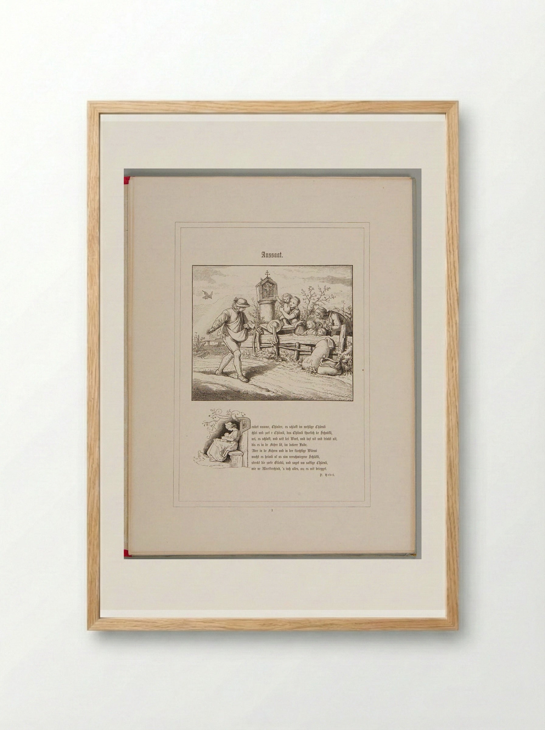 Aussaat (Sowing) - Adrian Ludwig Richter - Framed Print Wood