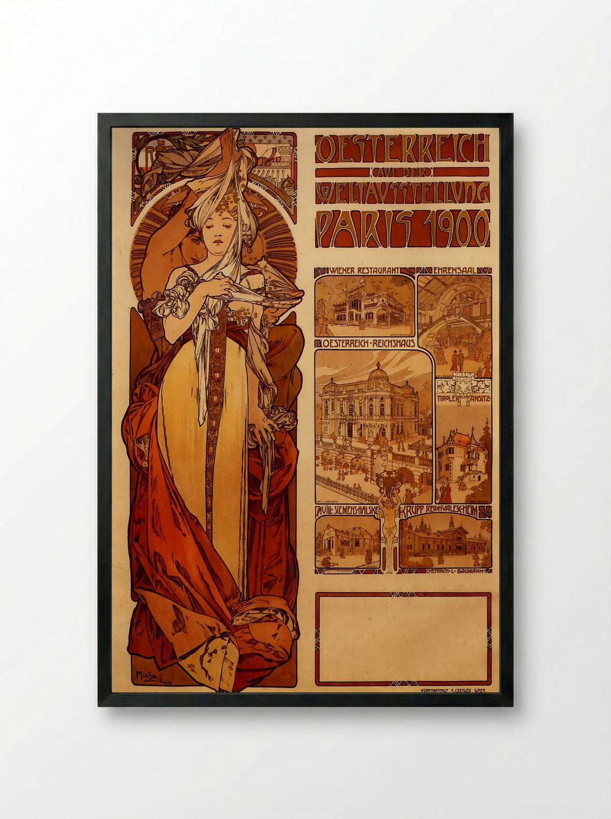Austria (Exposition Universelle) - Alphonse Mucha - Framed Print Black