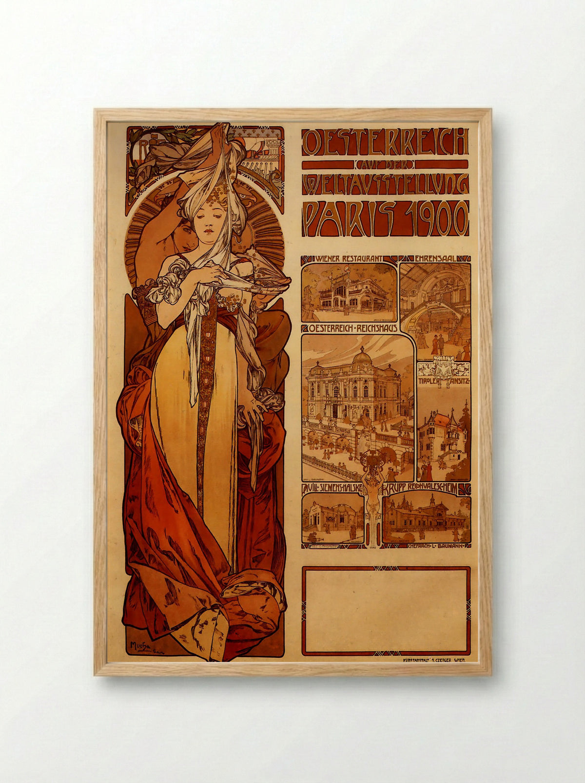 Austria (Exposition Universelle) - Alphonse Mucha - Framed Print Wood