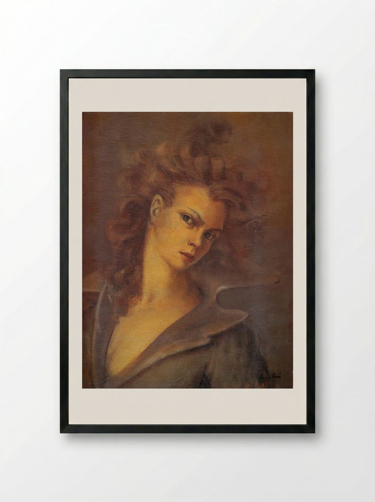 Autoportrait au grand col - Leonor Fini - Framed Print Black