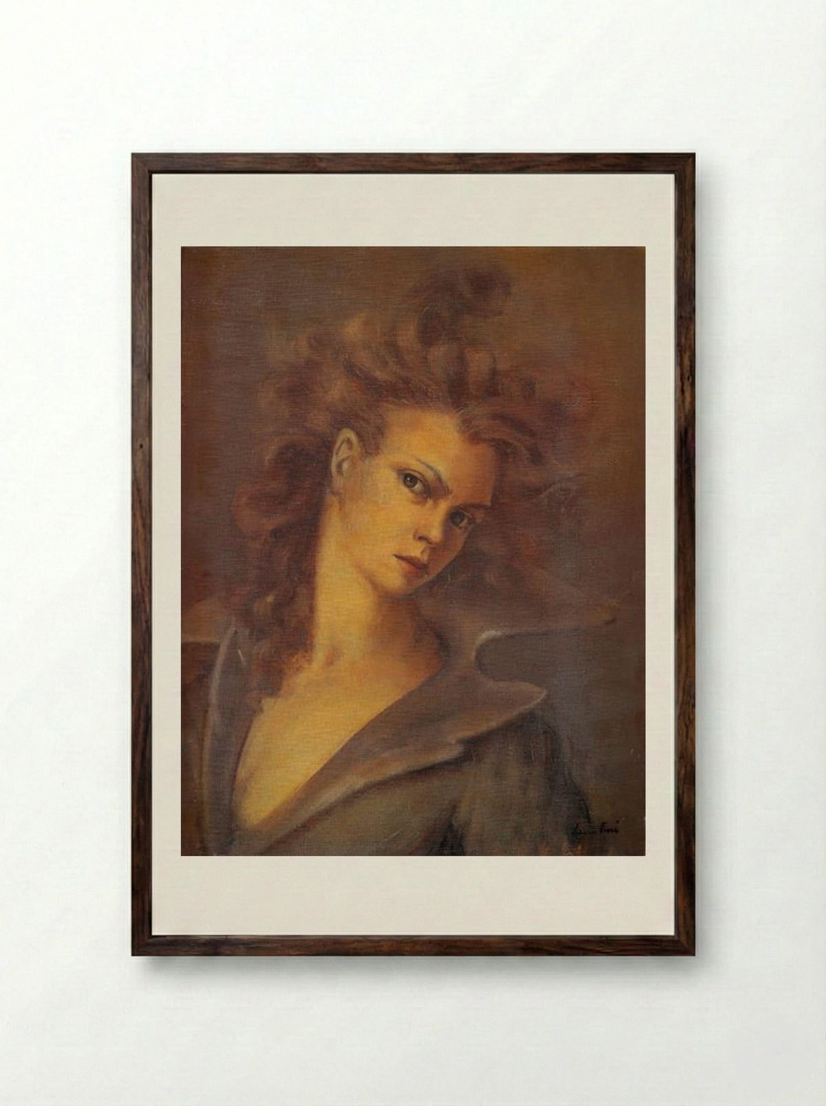Autoportrait au grand col - Leonor Fini - Framed Print Dark Wood
