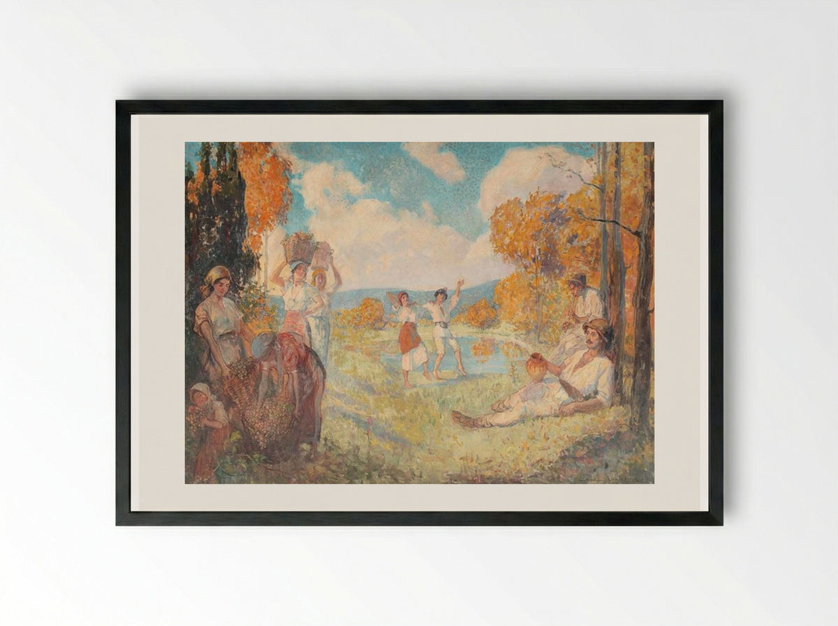 Autumn Allegory (The Art and The Wine) - Nicolae Vermont - Framed Print Black