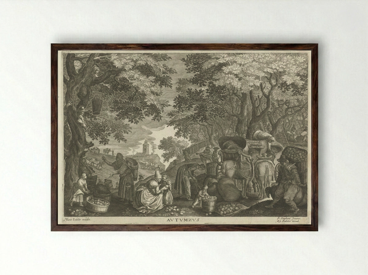 Autumn (Herfst) - Aegidius Sadeler (II) - Framed Print Dark Wood