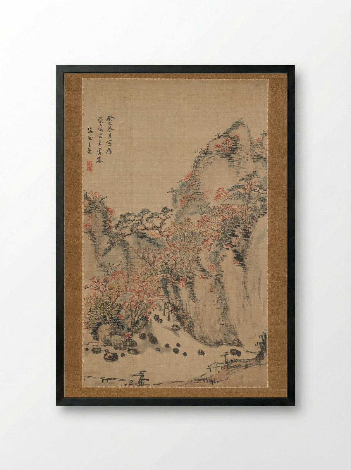 Autumn Landscape at Eigenji - Nukina Kaioku - Framed Print Black
