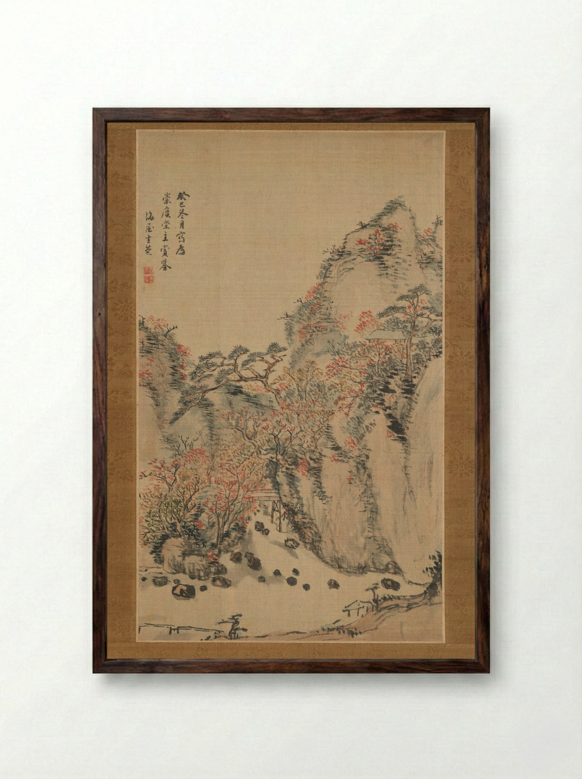 Autumn Landscape at Eigenji - Nukina Kaioku - Framed Print Dark Wood