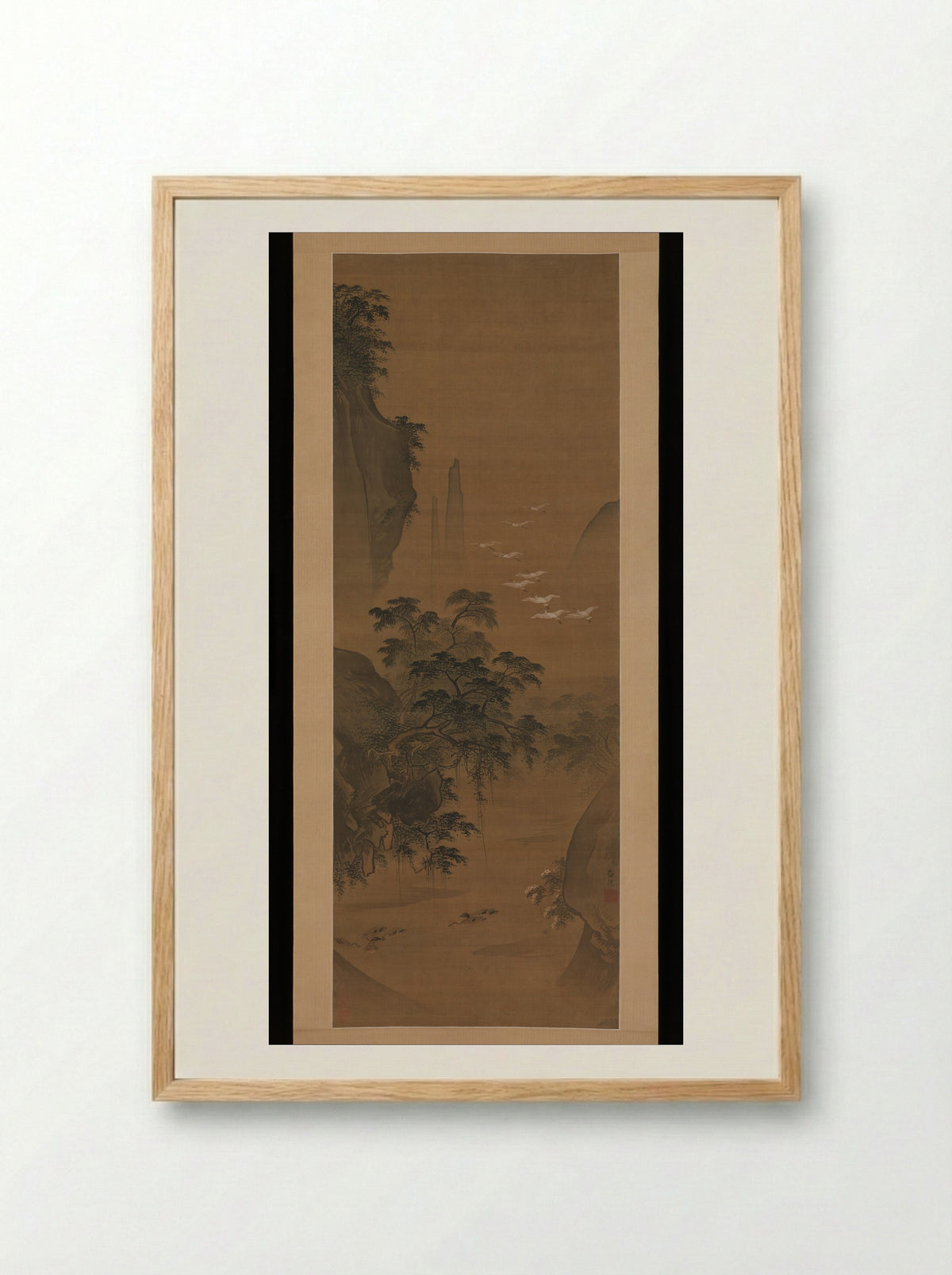 Autumn Landscape with Egrets and Ducks - Lü Ji - Framed Print Wood