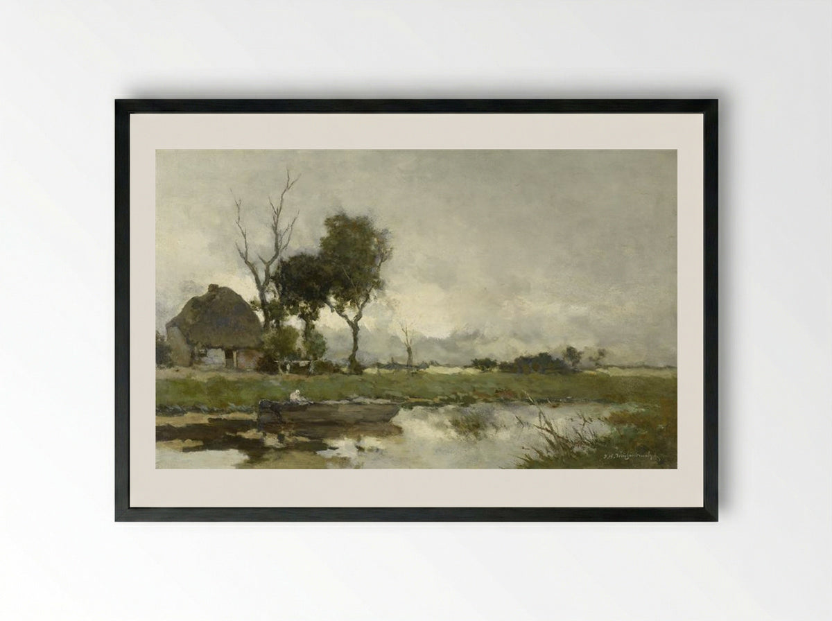 Autumn Landscape - Johan Hendrik Weissenbruch - Framed Print Black