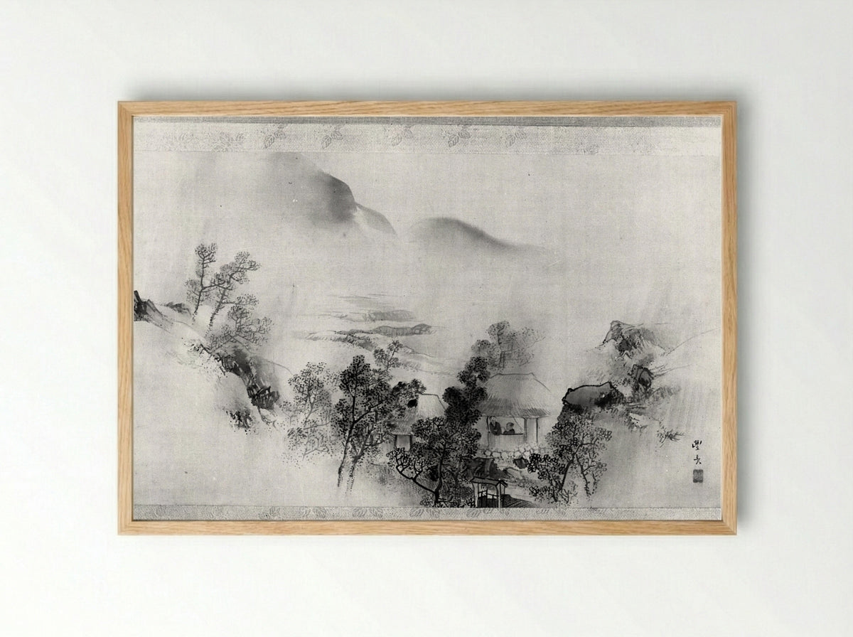 Autumn Landscape - Okamoto Toyohiko - Framed Print Wood