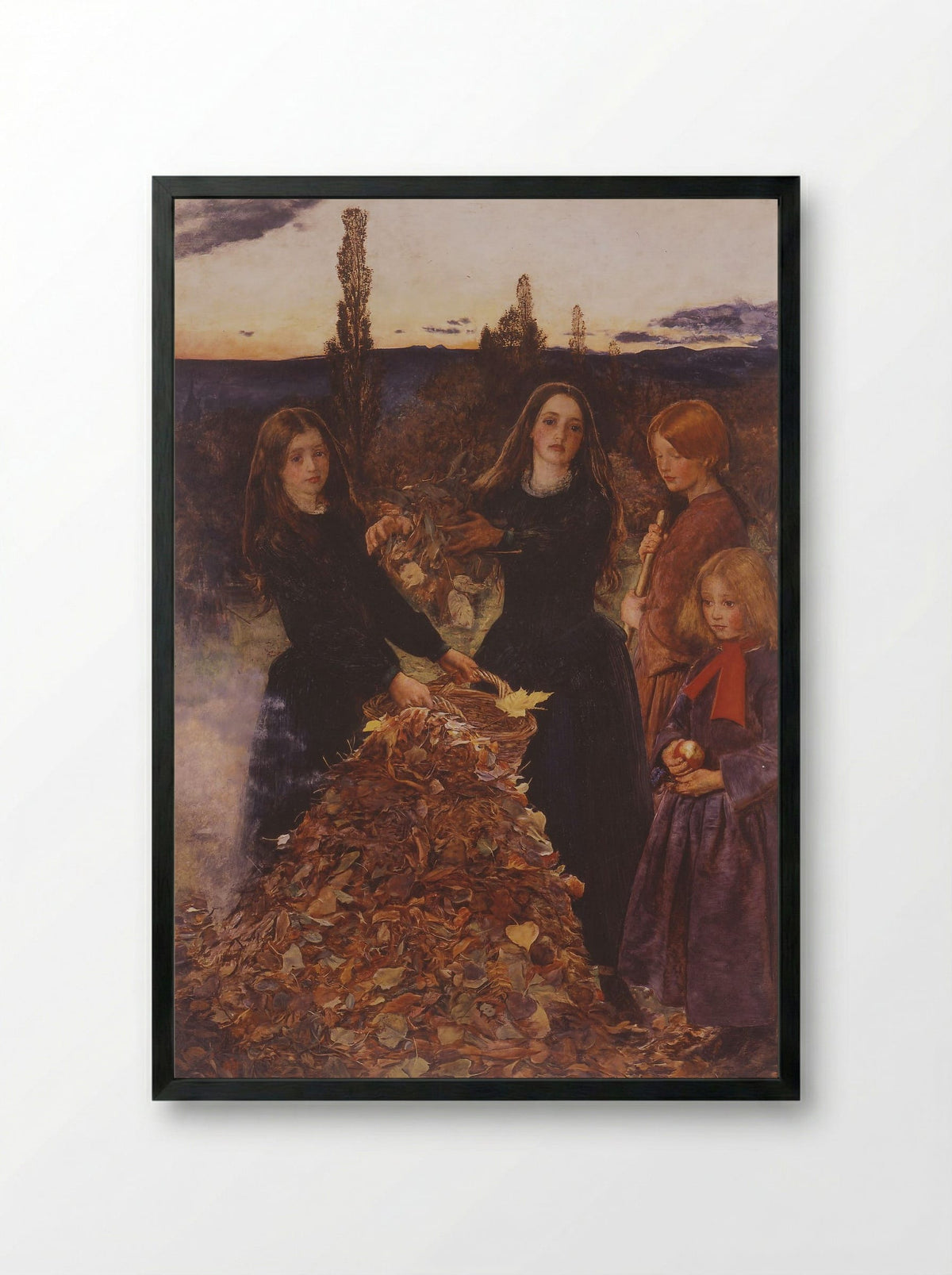 Autumn Leaves - John Everett Millais - Framed Print Black