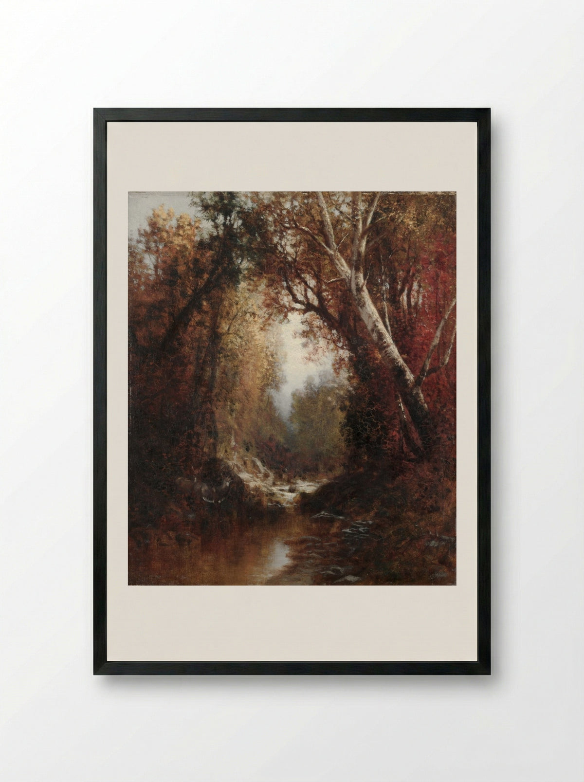 Autumn Scene in the Adirondacks - William Hart - Framed Print Black