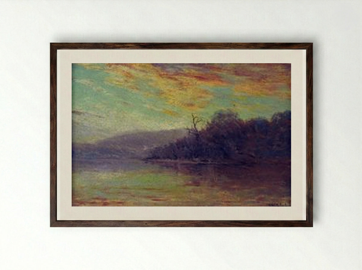 Autumn Sunset - Robert Julian Onderdonk - Framed Print Dark Wood