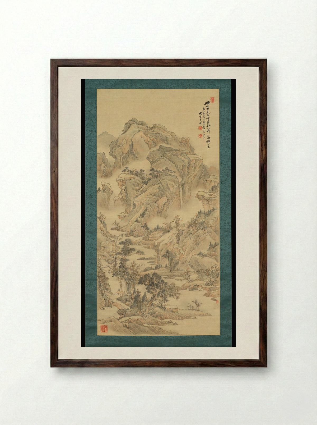 Autumn in Myriad Valleys - Kodama Katei - Framed Print Dark Wood
