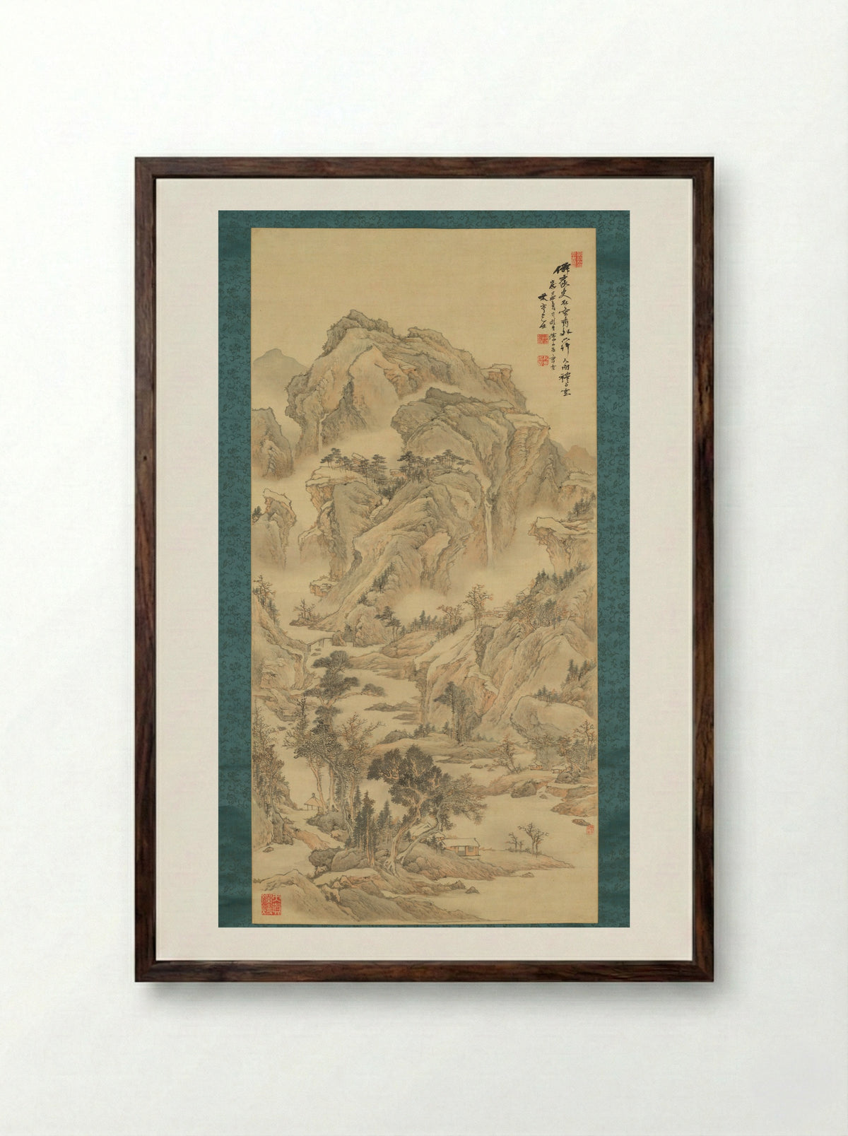 Autumn in Myriad Valleys - Kodama Katei - Framed Print Dark Wood