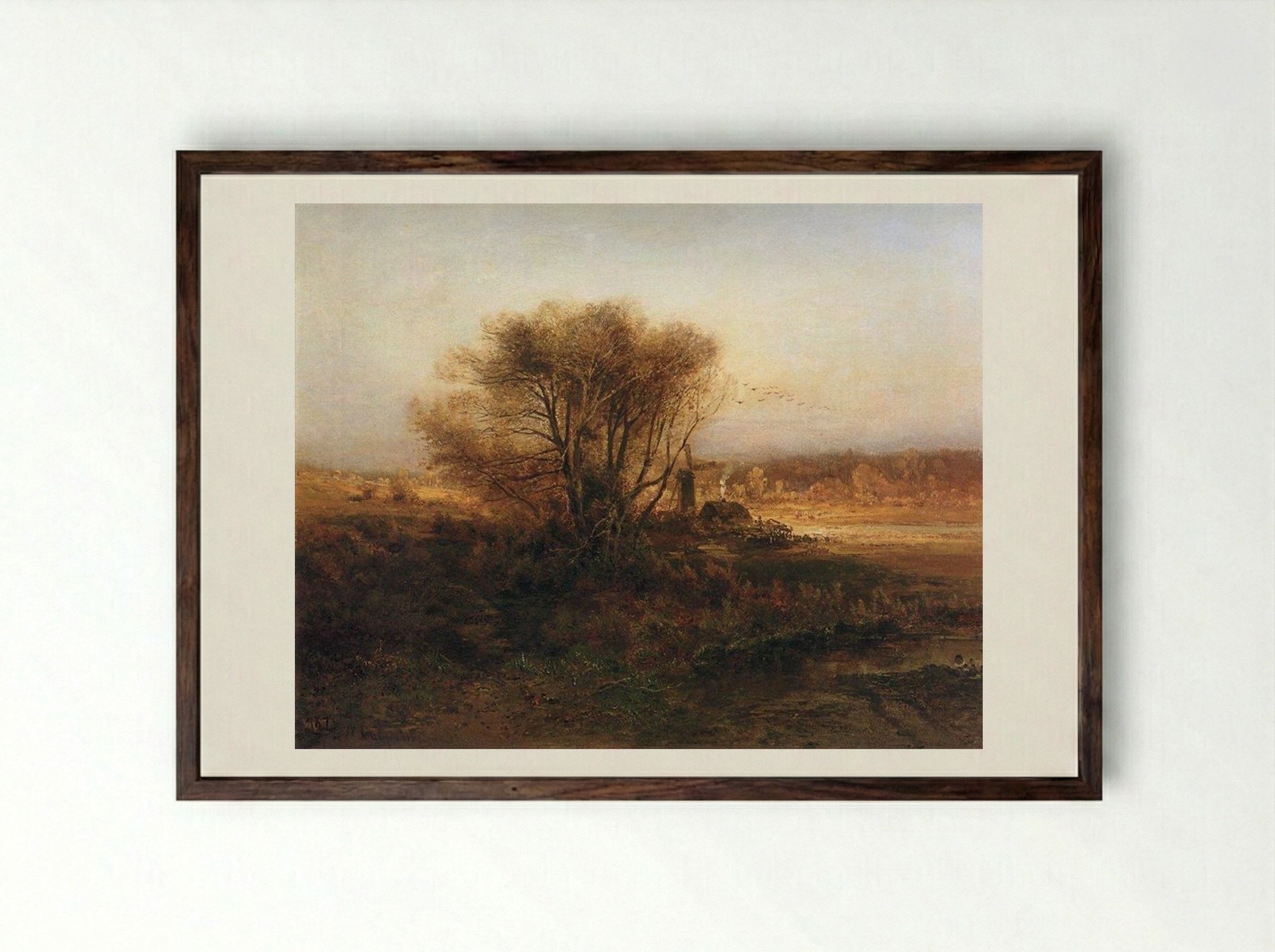 Autumn - Aleksey Savrasov - Framed Print Dark Wood