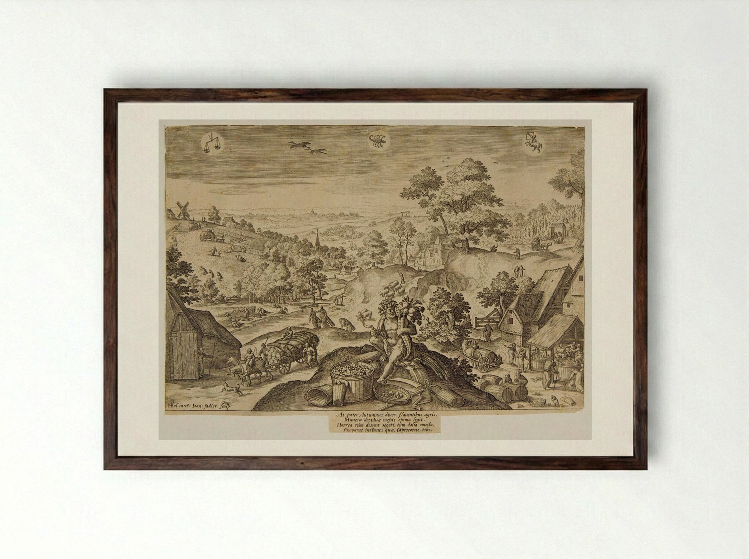 Autumn - Johann Sadeler I - Framed Print Dark Wood