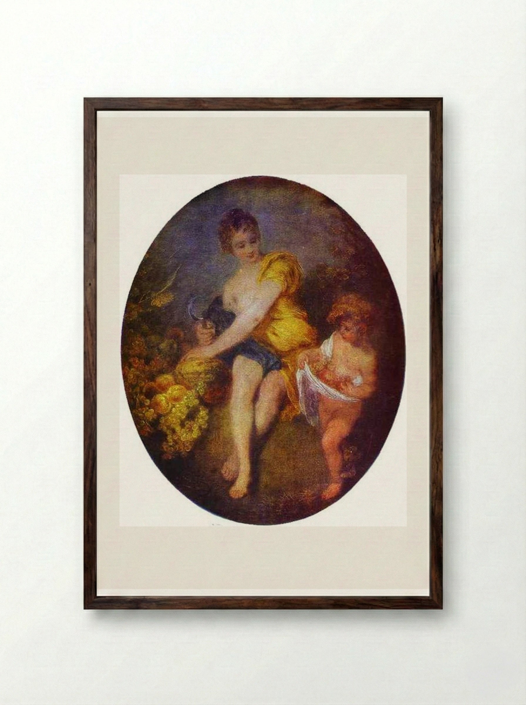 Autumn - Antoine Watteau - Framed Print Dark Wood